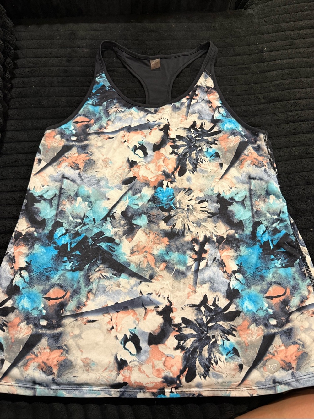 Women’s Roxy Floral Print Racerback Tank Top - Blue & Coral
